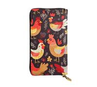 NBSKSDLK Cute Rooster Chickens Leather Wallet RFID Blocking Credit Card Case Large Capacity Money Organizer with Zipper Pocket - Slim Minimalist Cash Wallet for Men Women Phone Clutch Gift