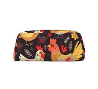 NBSKSDLK Cute Rooster Chickens Makeup Bag for Women Men Pencil Pouch Travel Small Cosmetic Bag Zippered Toiletry Bags Aesthetic Pen Bags Trendy Storage Bags Leather Coin Pouch Purse, Gold, One Size