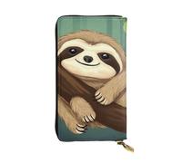 NBSKSDLK Cute Sloth Leather Wallet RFID Blocking Credit Card Case Large Capacity Money Organizer with Zipper Pocket - Slim Minimalist Cash Wallet for Men Women Phone Clutch Gift