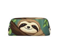 NBSKSDLK Cute Sloth Makeup Bag for Women Men Pencil Pouch Travel Small Cosmetic Bag Zippered Toiletry Bags Aesthetic Pen Bags Leather Coin Pouch Purse, Gold, One Size