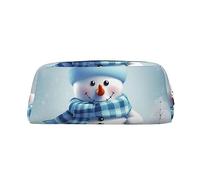 NBSKSDLK Cute Snowman Makeup Bag for Women Men Pencil Pouch Travel Small Cosmetic Bag Zippered Toiletry Bags Aesthetic Pen Bags Trendy Storage Bags Leather Coin Pouch Purse, Silver, One Size
