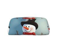 NBSKSDLK Cute snowman Makeup Bag for Women Men Pencil Pouch Travel Small Cosmetic Bag Zippered Toiletry Bags Aesthetic Pen Bags Trendy Storage Bags Leather Coin Pouch Purse, Gold, One Size
