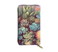 NBSKSDLK Cute Succulents Leather Wallet RFID Blocking Credit Card Case Large Capacity Money Organizer with Zipper Pocket - Slim Minimalist Cash Wallet for Men Women Phone Clutch Gift