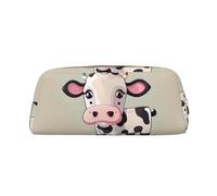 NBSKSDLK Cute White Cow Makeup Bag for Women Men Pencil Pouch Travel Small Cosmetic Bag Zippered Toiletry Bags Aesthetic Pen Bags Trendy Storage Bags Leather Coin Pouch Purse, Gold, One Size