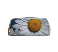 NBSKSDLK Daisy Flowers Makeup Bag for Women Men Pencil Pouch Travel Small Cosmetic Bag Zippered Toiletry Bags Aesthetic Pen Bags Trendy Storage Bags Leather Coin Pouch Purse, Silver, One size