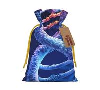NBSKSDLK DNA Genetic Helix Christmas Gift Bags with Tags & Ribbon Ties, Personalized Santa Sack Xmas Treat Pouch Party Favor Bags Drawstring Christmas Sacks for Holiday Presents Storage Medium