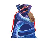 NBSKSDLK DNA Genetic Helix Christmas Gift Bags with Tags & Ribbon Ties, Personalized Santa Sack Xmas Treat Pouch Party Favor Bags Drawstring Christmas Sacks for Holiday Presents Storage Medium