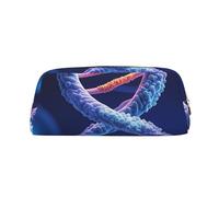 NBSKSDLK DNA Genetic Helix Makeup Bag for Women Men Pencil Pouch Travel Small Cosmetic Bag Zippered Toiletry Bags Aesthetic Pen Bags Trendy Storage Bags Leather Coin Pouch Purse, Gold, One Size