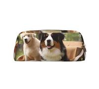 NBSKSDLK dog family Makeup Bag for Women Men Pencil Pouch Travel Small Cosmetic Bag Zippered Toiletry Bags Aesthetic Pen Bags Leather Coin Pouch Purse, Silver, One size