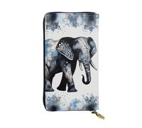 NBSKSDLK Elephant-Blue Black Leather Wallet RFID Blocking Credit Card Case Large Capacity Money Organizer with Zipper Pocket - Slim Minimalist Cash Wallet for Men Women Phone Clutch Gift