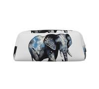 NBSKSDLK Elephant-Blue Black Makeup Bag for Women Men Pencil Pouch Travel Small Cosmetic Bag Zippered Toiletry Bags Aesthetic Pen Bags Trendy Storage Bags Leather Coin Pouch Purse, Gold, One size