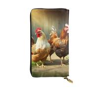 NBSKSDLK Farm Rustic Chickens Leather Wallet RFID Blocking Credit Card Case Large Capacity Money Organizer with Zipper Pocket - Slim Minimalist Cash Wallet for Men Women Phone Clutch Gift
