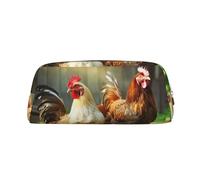 NBSKSDLK Farm Rustic Chickens Makeup Bag for Women Men Pencil Pouch Travel Small Cosmetic Bag Zippered Toiletry Bags Aesthetic Pen Bags Trendy Storage Bags Leather Coin Pouch Purse, Gold, One size