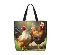 NBSKSDLK Farm Rustic Chickens Tote Bag Travel Large Shoulder Bag with Zipper Gifts for Women Casual Tote's Handbags Waterproof Beach Bags Lightweight Work Laptop Bag Reusable Grocery Bag