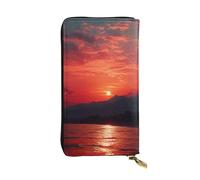 NBSKSDLK Fiery red sunset Leather Wallet RFID Blocking Credit Card Case Large Capacity Money Organizer with Zipper Pocket - Slim Minimalist Cash Wallet for Men Women Phone Clutch Gift