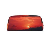 NBSKSDLK Fiery red sunset Makeup Bag for Women Men Pencil Pouch Travel Small Cosmetic Bag Zippered Toiletry Bags Aesthetic Pen Bags Trendy Storage Bags Leather Coin Pouch Purse, Gold, One Size