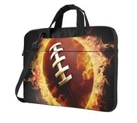 NBSKSDLK Flaming American Football Laptop Bag, Computer Briefcase Gifts for Men Women, 360 Protective Laptop Shoulder Bag, Black, 14 inch