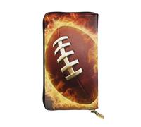 NBSKSDLK Flaming American Football Leather Wallet RFID Blocking Credit Card Case Large Capacity Money Organizer with Zipper Pocket - Slim Minimalist Cash Wallet for Men Women Phone Clutch Gift