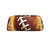 NBSKSDLK Flaming American Football Makeup Bag for Women Men Pencil Pouch Travel Small Cosmetic Bag Zippered Toiletry Bags Aesthetic Pen Bags Trendy Storage Bags Leather Coin Pouch Purse, Silver, One