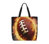 NBSKSDLK Flaming American Football Tote Bag Travel Large Shoulder Bag with Zipper Gifts for Women Casual Tote's Handbags Waterproof Beach Bags Lightweight Work Laptop Bag Reusable Grocery Bag
