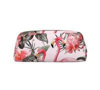 NBSKSDLK Flamingo Floral Printed Makeup Bag for Women Men Pencil Pouch Travel Small Cosmetic Bag Zippered Toiletry Bags Aesthetic Pen Bags Trendy Storage Bags Leather Coin Pouch Purse, Gold, One size