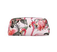 NBSKSDLK Flamingo Floral Printed Makeup Bag for Women Men Pencil Pouch Travel Small Cosmetic Bag Zippered Toiletry Bags Aesthetic Pen Bags Trendy Storage Bags Leather Coin Pouch Purse, Silver, One