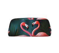 NBSKSDLK Flamingo Flowers Makeup Bag for Women Men Pencil Pouch Travel Small Cosmetic Bag Zippered Toiletry Bags Aesthetic Pen Bags Trendy Storage Bags Leather Coin Pouch Purse, Silver, One Size