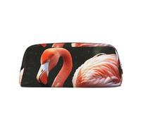 NBSKSDLK Flamingo Makeup Bag for Women Men Pencil Pouch Travel Small Cosmetic Bag Zippered Toiletry Bags Aesthetic Pen Bags Leather Coin Pouch Purse, Gold, One size