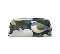 NBSKSDLK Gardenia Flowers Birds Makeup Bag for Women Men Pencil Pouch Travel Small Cosmetic Bag Zippered Toiletry Bags Aesthetic Pen Bags Trendy Storage Bags Leather Coin Pouch Purse, Gold, One Size