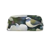 NBSKSDLK Gardenia Flowers Birds Makeup Bag for Women Men Pencil Pouch Travel Small Cosmetic Bag Zippered Toiletry Bags Aesthetic Pen Bags Trendy Storage Bags Leather Coin Pouch Purse, Silver, One size