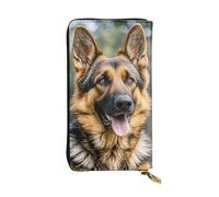 NBSKSDLK German shepherd Leather Wallet RFID Blocking Credit Card Case Large Capacity Money Organizer with Zipper Pocket - Slim Minimalist Cash Wallet for Men Women Phone Clutch Gift