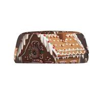 NBSKSDLK Gingerbread House Makeup Bag for Women Men Pencil Pouch Travel Small Cosmetic Bag Zippered Toiletry Bags Aesthetic Pen Bags Trendy Storage Bags Leather Coin Pouch Purse, Gold, One Size