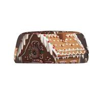 NBSKSDLK Gingerbread House Makeup Bag for Women Men Pencil Pouch Travel Small Cosmetic Bag Zippered Toiletry Bags Aesthetic Pen Bags Trendy Storage Bags Leather Coin Pouch Purse, Silver, One Size