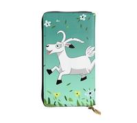 NBSKSDLK Goat Frolic Leather Wallet RFID Blocking Credit Card Case Large Capacity Money Organizer with Zipper Pocket - Slim Minimalist Cash Wallet for Men Women Phone Clutch Gift