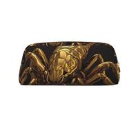 NBSKSDLK gold scorpion Makeup Bag for Women Men Pencil Pouch Travel Small Cosmetic Bag Zippered Toiletry Bags Aesthetic Pen Bags Trendy Storage Bags Leather Coin Pouch Purse, Gold, One size