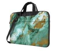 NBSKSDLK Green Gold Marble Laptop Bag 14 inch, Computer Briefcase Gifts for Men Women, 360 Protective Laptop Shoulder Bag