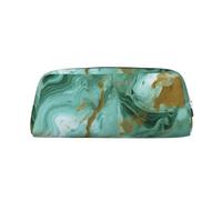 NBSKSDLK Green Gold Marble Makeup Bag for Women Men Pencil Pouch Travel Small Cosmetic Bag Zippered Toiletry Bags Aesthetic Pen Bags Trendy Storage Bags Leather Coin Pouch Purse, Silver, One size