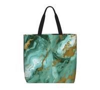 NBSKSDLK Green Gold Marble Tote Bag Travel Large Shoulder Bag with Zipper Gifts for Women Casual Tote's Handbags Waterproof Beach Bags Lightweight Work Laptop Bag Reusable Grocery Bag