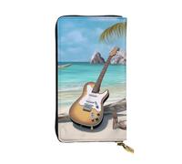 NBSKSDLK Guitar on The Beach Leather Wallet RFID Blocking Credit Card Case Large Capacity Money Organizer with Zipper Pocket - Slim Minimalist Cash Wallet for Men Women Phone Clutch Gift