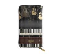 NBSKSDLK Guitar Piano Pattern Leather Wallet RFID Blocking Credit Card Case Large Capacity Money Organizer with Zipper Pocket - Slim Minimalist Cash Wallet for Men Women Phone Clutch Gift
