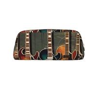 NBSKSDLK guitars art Makeup Bag for Women Men Pencil Pouch Travel Small Cosmetic Bag Zippered Toiletry Bags Aesthetic Pen Bags Trendy Storage Bags Leather Coin Pouch Purse, Gold, One size