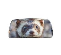 NBSKSDLK Hairy Ferret Makeup Bag for Women Men Pencil Pouch Travel Small Cosmetic Bag Zippered Toiletry Bags Aesthetic Pen Bags Trendy Storage Bags Leather Coin Pouch Purse, Gold, One size