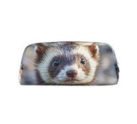 NBSKSDLK Hairy Ferret Makeup Bag for Women Men Pencil Pouch Travel Small Cosmetic Bag Zippered Toiletry Bags Aesthetic Pen Bags Trendy Storage Bags Leather Coin Pouch Purse, Silver, One Size