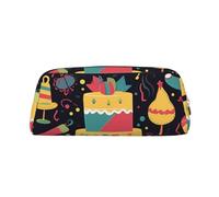 NBSKSDLK Happy birthday images Makeup Bag for Women Men Pencil Pouch Travel Small Cosmetic Bag Zippered Toiletry Bags Aesthetic Pen Bags Trendy Storage Bags Leather Coin Pouch Purse, Gold, One Size
