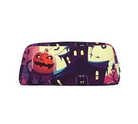 NBSKSDLK happy halloween Makeup Bag for Women Men Pencil Pouch Travel Small Cosmetic Bag Zippered Toiletry Bags Aesthetic Pen Bags Trendy Storage Bags Leather Coin Pouch Purse, Silver, One Size