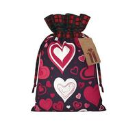 NBSKSDLK Happy Valentine's Day Christmas Gift Bags with Tags & Ribbon Ties, Buffalo Plaid Santa Sack Xmas Treat Pouch Party Favor Bags Drawstring Christmas Sacks for Holiday Presents Storage Medium