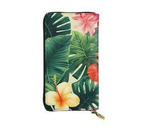 NBSKSDLK hojas tropicales y flores Leather Wallet RFID Blocking Credit Card Case Large Capacity Money Organizer with Zipper Pocket - Slim Minimalist Cash Wallet for Men Women Phone Clutch Gift