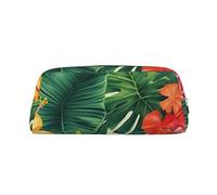 NBSKSDLK hojas tropicales y flores Makeup Bag for Women Men Pencil Pouch Travel Small Cosmetic Bag Zippered Toiletry Bags Aesthetic Pen Bags Trendy Storage Bags Leather Coin Pouch Purse, Gold, One