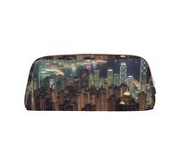 NBSKSDLK Hong Kong Makeup Bag for Women Men Pencil Pouch Travel Small Cosmetic Bag Zippered Toiletry Bags Aesthetic Pen Bags Trendy Storage Bags Leather Coin Pouch Purse, Silver, One size
