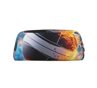 NBSKSDLK Ice and Fire Volleyball Makeup Bag for Women Men Pencil Pouch Travel Small Cosmetic Bag Zippered Toiletry Bags Aesthetic Pen Bags Trendy Storage Bags Leather Coin Pouch Purse, Gold, One Size